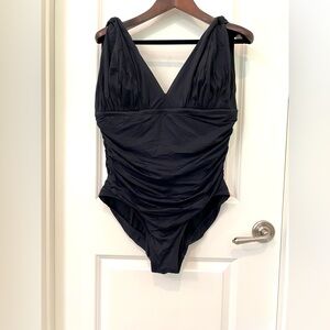Carmen Marc Valvo Elegant Black One-Piece Swimsuit Size 18W